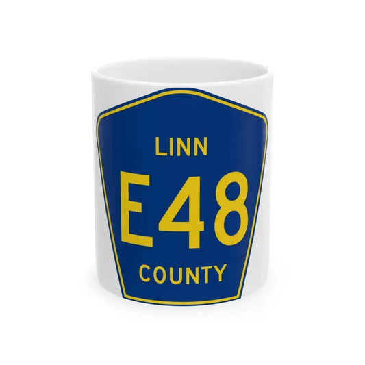 Linn County Route E48 IA (Iowa) (Road Sign) White Coffee Mug 11oz - Go Mug Yourself