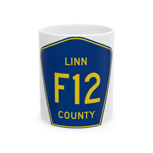 Linn County Route F12 IA (Iowa) (Road Sign) White Coffee Mug 11oz - Go Mug Yourself