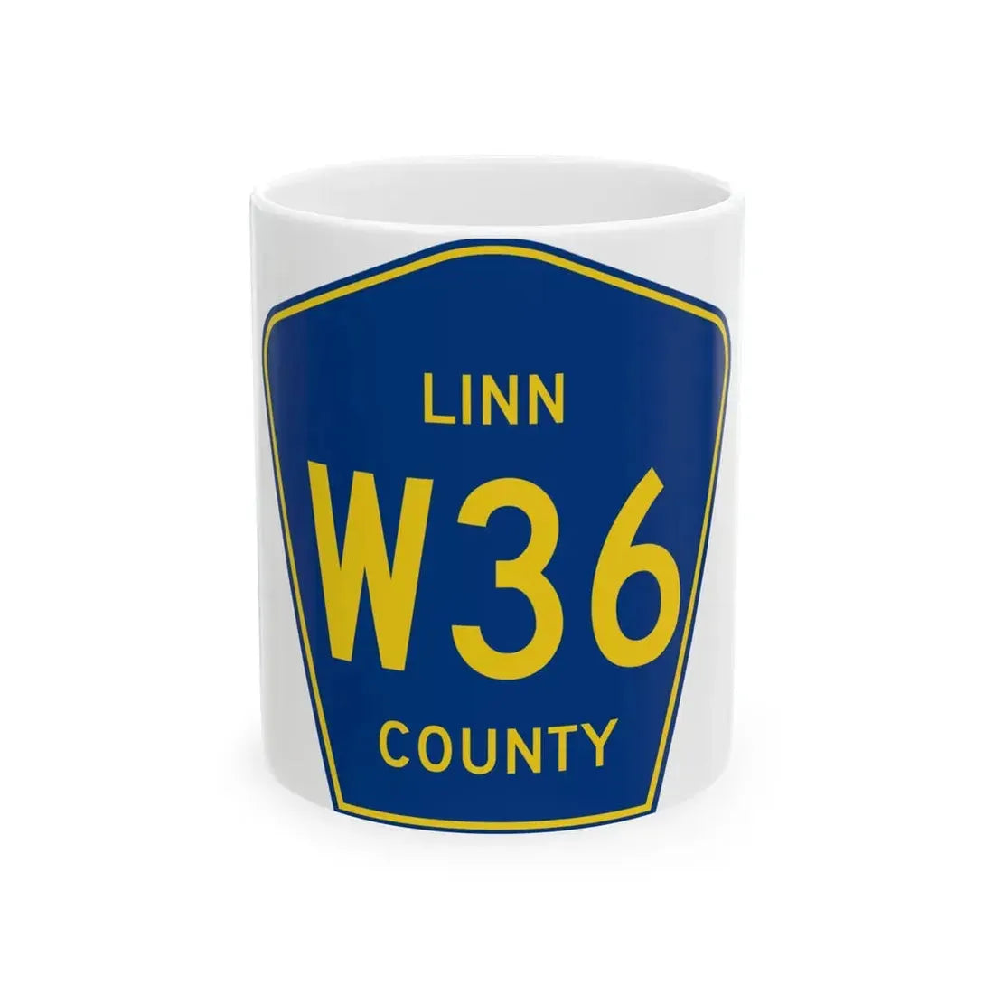 Linn County Route W36 IA (Iowa) (Road Sign) White Coffee Mug 11oz - Go Mug Yourself