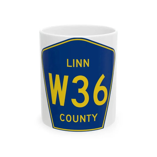 Linn County Route W36 IA (Iowa) (Road Sign) White Coffee Mug 11oz - Go Mug Yourself