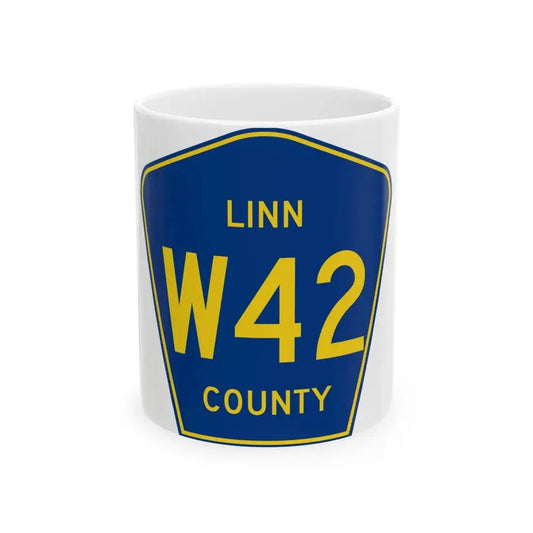Linn County Route W42 IA (Iowa) (Road Sign) White Coffee Mug 11oz - Go Mug Yourself