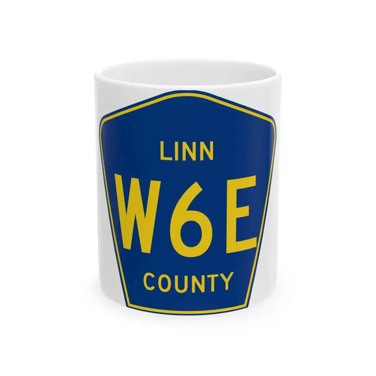Linn County Route W6E IA (Iowa) (Road Sign) White Coffee Mug 11oz - Go Mug Yourself