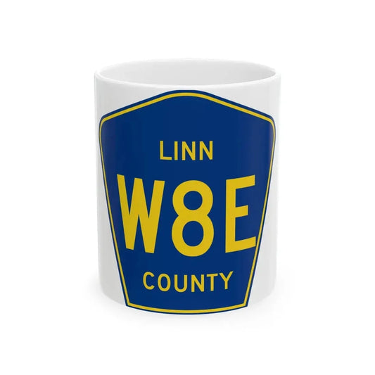 Linn County Route W8E IA (Iowa) (Road Sign) White Coffee Mug 11oz - Go Mug Yourself