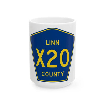 Linn County Route X20 IA (Iowa) (Road Sign) White Coffee Mug 15oz - Go Mug Yourself