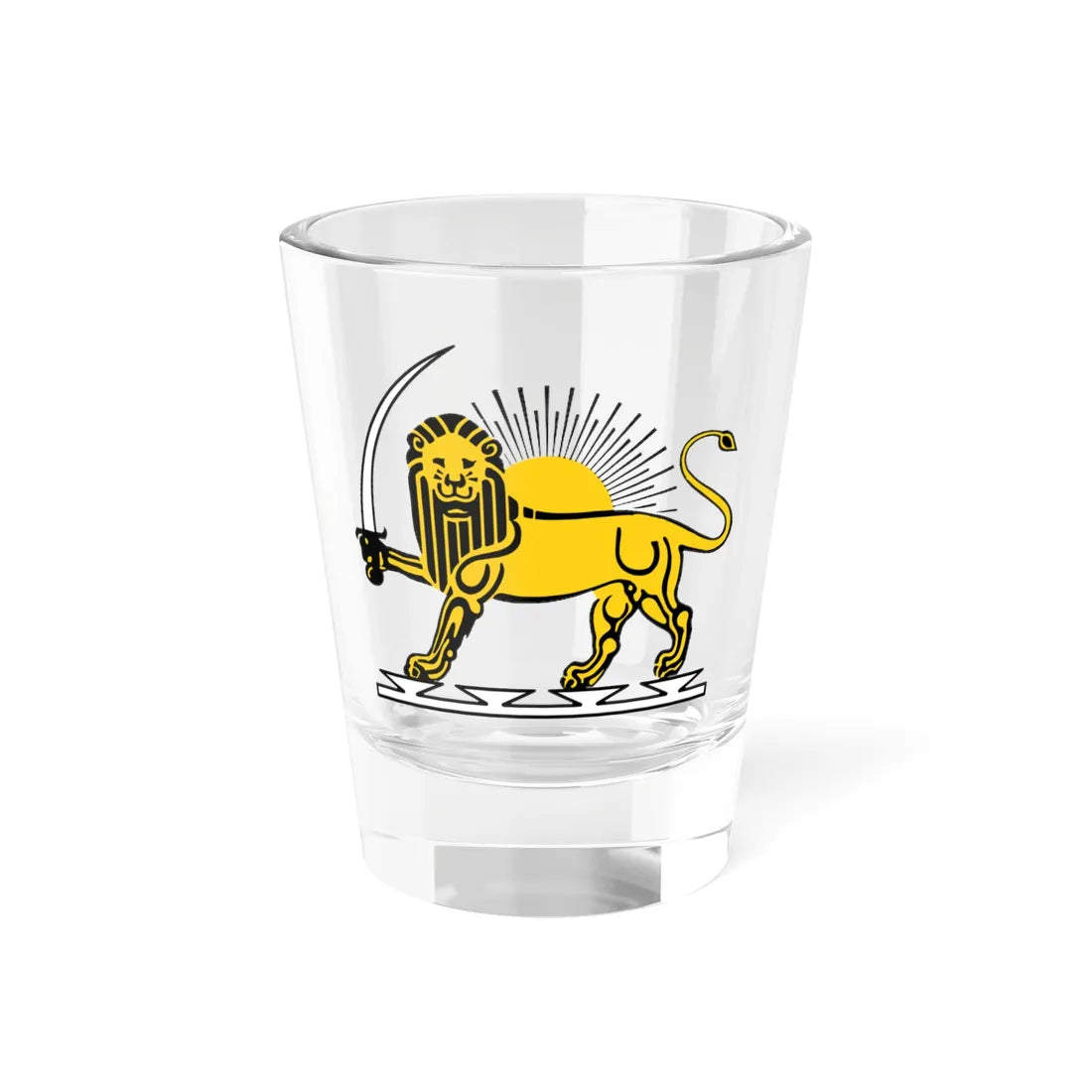 Lion and Sun Colored (Iran) (Coat of Arms) Shot Glass 1.5oz 1.5oz - Go Mug Yourself
