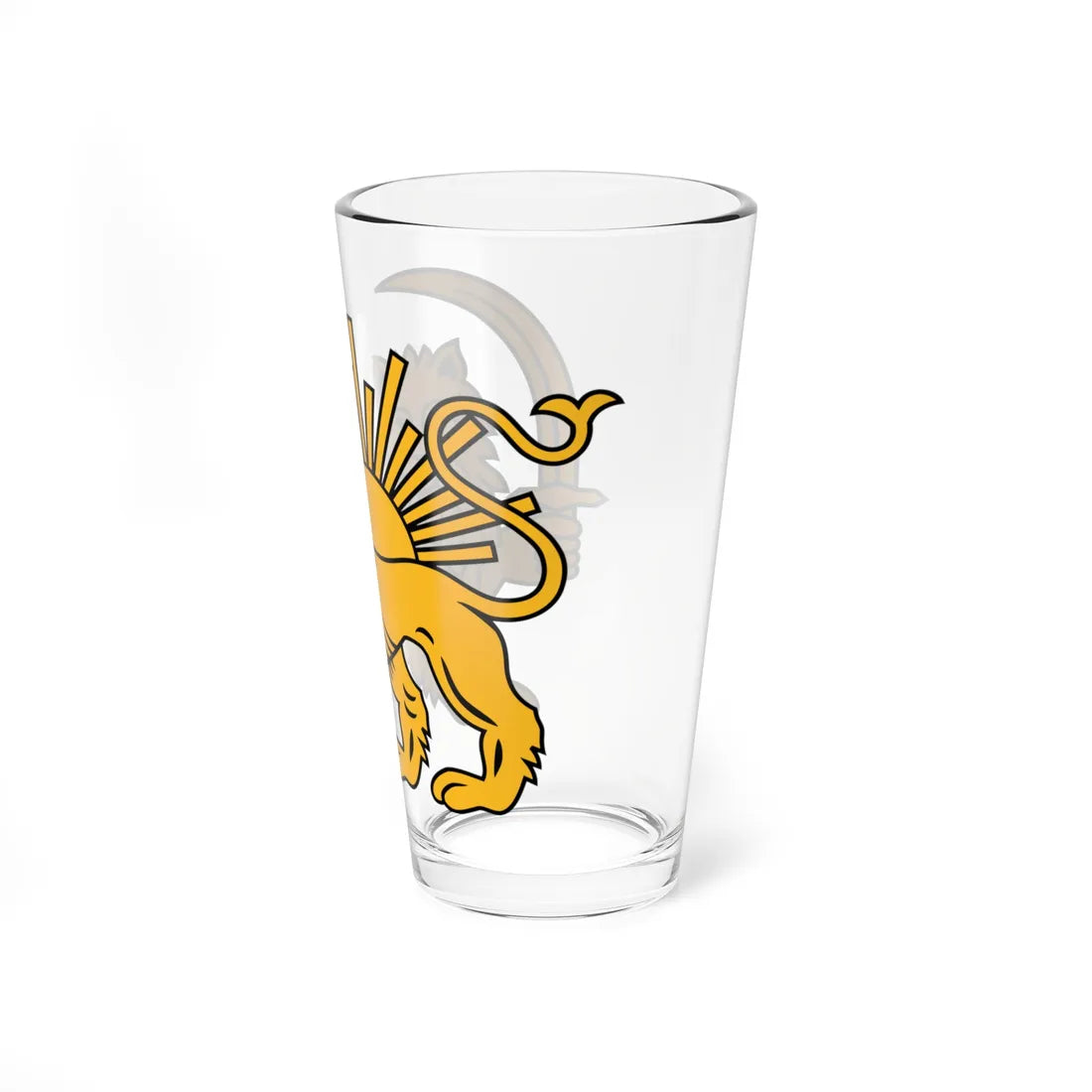 Lion and Sun Emblem of Iran Pahlavi (Iran) (Coat of Arms) Pint Glass 16oz - Go Mug Yourself