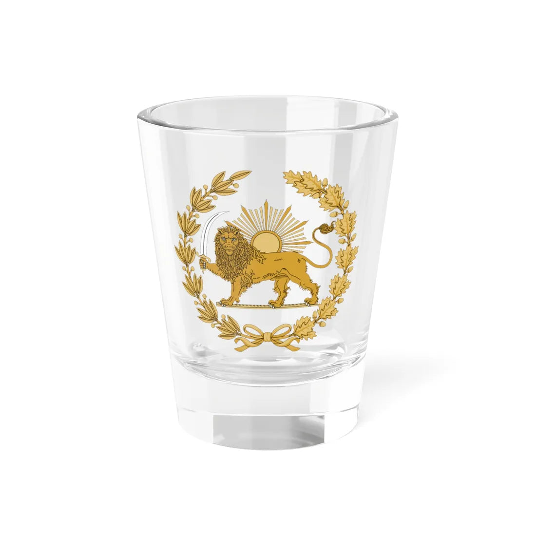 Lion and Sun Emblem of Persia (Iran) (Coat of Arms) Shot Glass 1.5oz 1.5oz - Go Mug Yourself