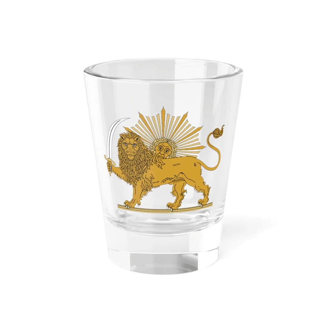 Lion and Sun Qajar Dynasty (Iran) (Coat of Arms) Shot Glass 1.5oz 1.5oz - Go Mug Yourself