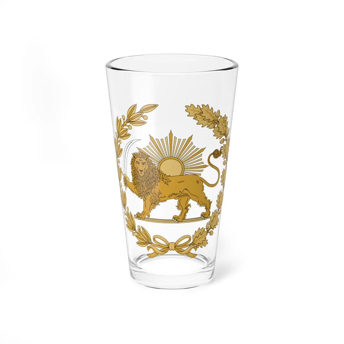 Lion and Sun The Emblem of Persia Latest (Iran) (Coat of Arms) Pint Glass 16oz 16oz - Go Mug Yourself