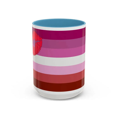 Lipstick lesbian Pride Flag - Accent Coffee Mug 15oz Light Blue - Go Mug Yourself