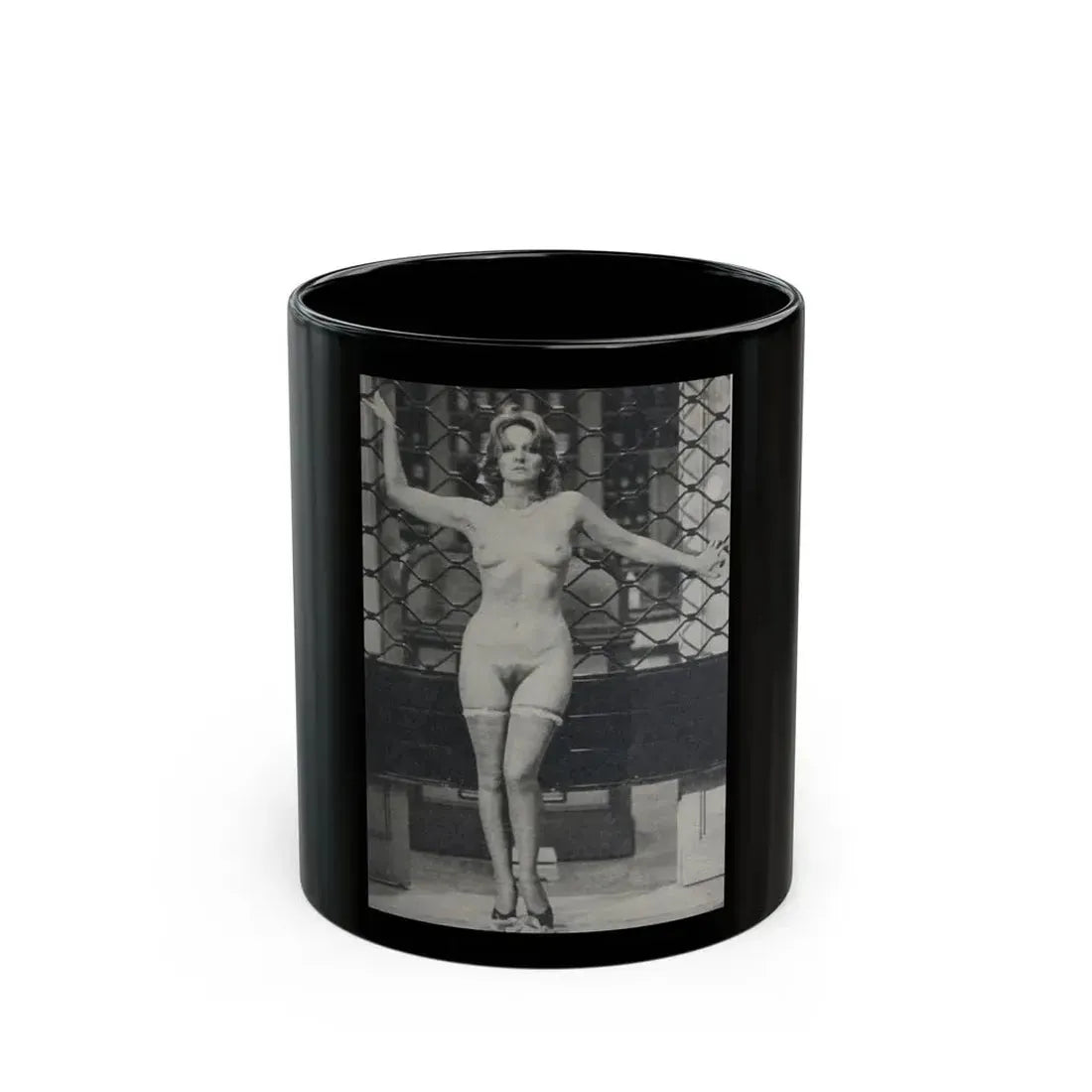Lisa Gastoni #12 - Nude (Vintage Female Icon) Black Coffee Mug 11oz - Go Mug Yourself