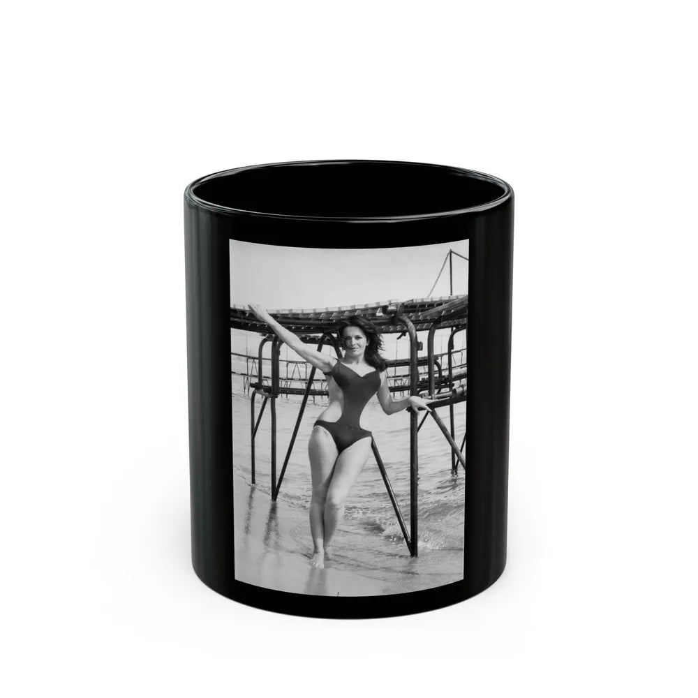 Lisa Gastoni #40 (Vintage Female Icon) Black Coffee Mug-11oz-Go Mug Yourself