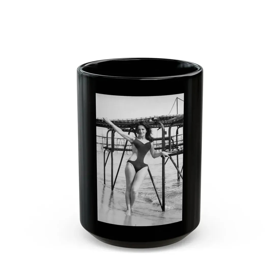 Lisa Gastoni #40 (Vintage Female Icon) Black Coffee Mug 15oz - Go Mug Yourself