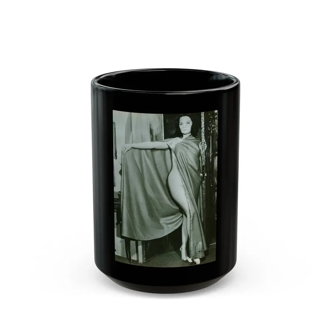 Lisa Gastoni #45 (Vintage Female Icon) Black Coffee Mug 15oz - Go Mug Yourself