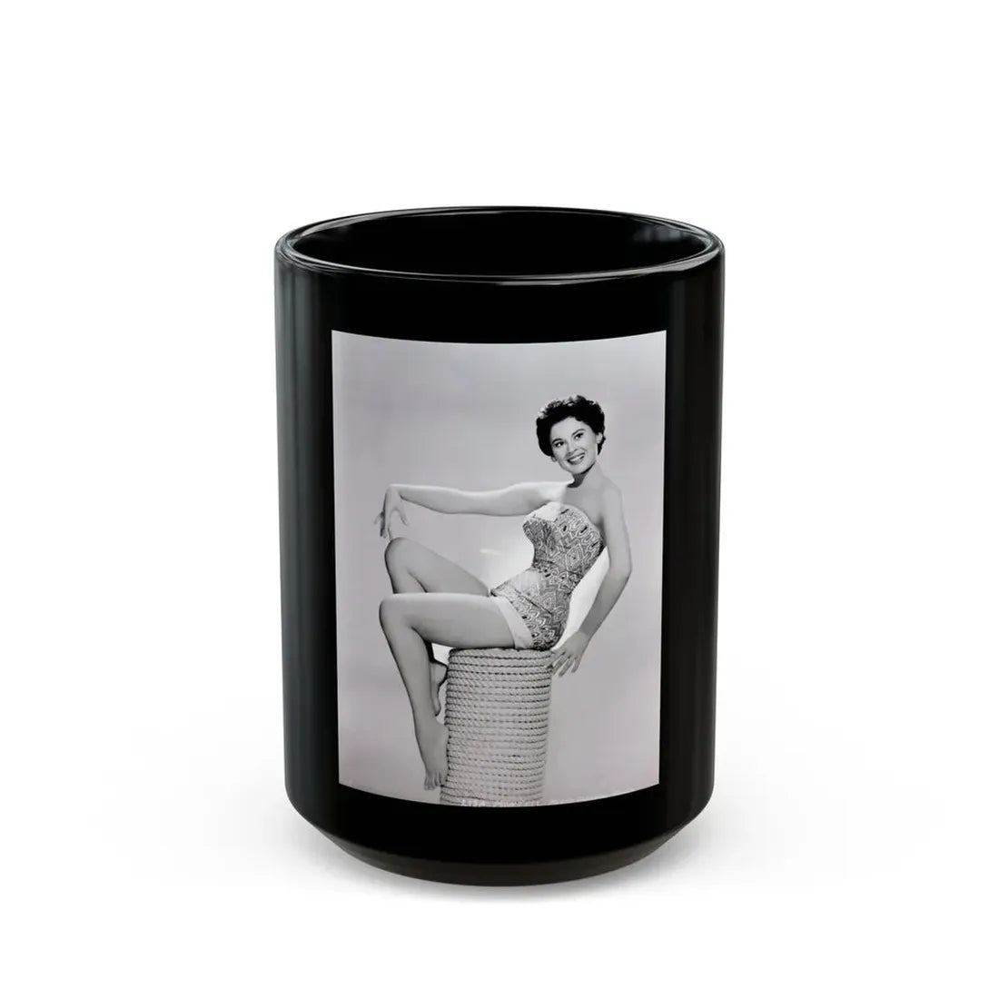 Lisa Montell #02 (Vintage Female Icon) Black Coffee Mug 15oz - Go Mug Yourself