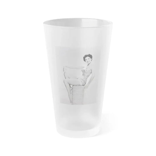 Lisa Montell #02 (Vintage Female Icon) Frosted Pint Glass 16oz 16oz Frosted - Go Mug Yourself