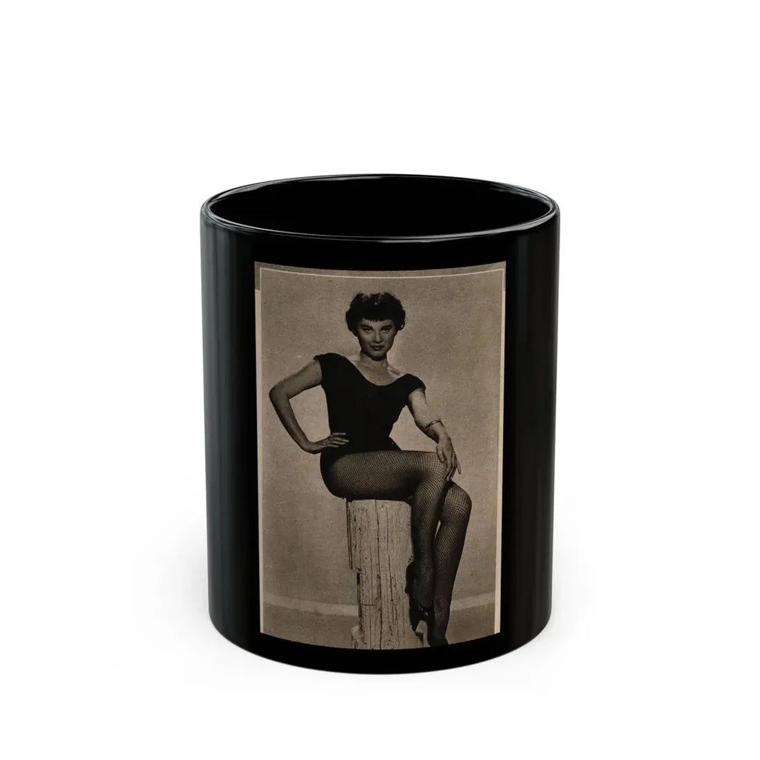 Lisa Montell #03 - 1 Cropped B&W Photo & Caption Earl Wilson's Showgirls Mag. '56 (Vintage Female Icon) Black Coffee Mug 11oz - Go Mug Yourself