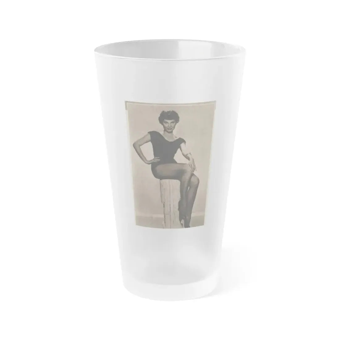 Lisa Montell #03 - 1 Cropped B&W Photo & Caption Earl Wilson's Showgirls Mag. '56 (Vintage Female Icon) Frosted Pint Glass 16oz 16oz Frosted - Go Mug Yourself