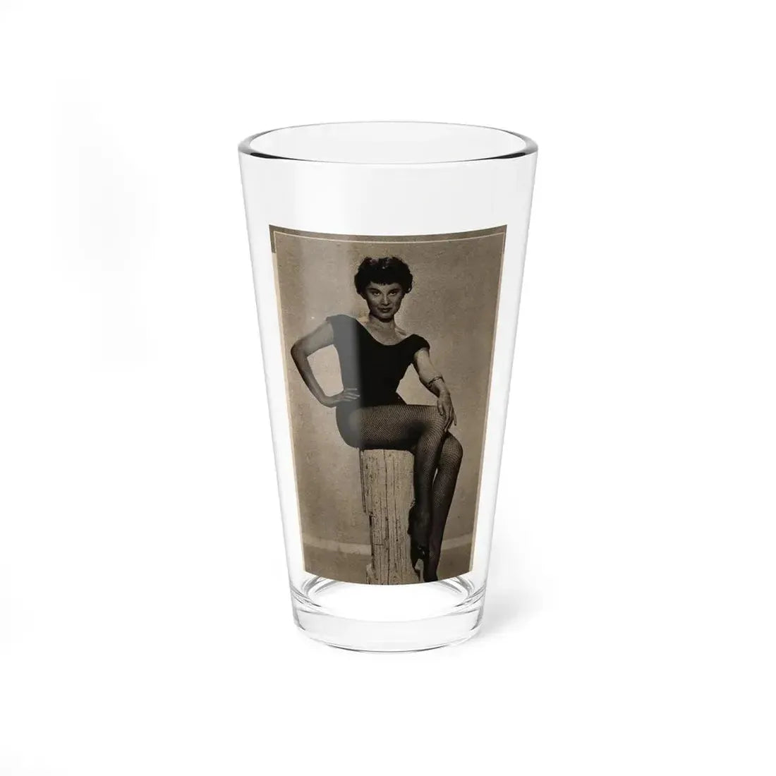 Lisa Montell #03 - 1 Cropped B&W Photo & Caption Earl Wilson's Showgirls Mag. '56 (Vintage Female Icon) Pint Glass 16oz 16oz - Go Mug Yourself