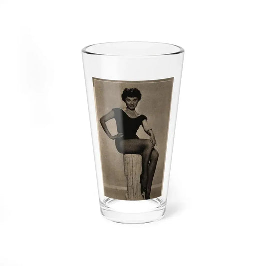 Lisa Montell #03 - 1 Cropped B&W Photo & Caption Earl Wilson's Showgirls Mag. '56 (Vintage Female Icon) Pint Glass 16oz 16oz - Go Mug Yourself