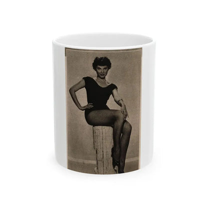 Lisa Montell #03 - 1 Cropped B&W Photo & Caption Earl Wilson's Showgirls Mag. '56 (Vintage Female Icon) White Coffee Mug 11oz - Go Mug Yourself