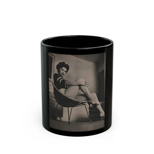 Lisa Montell #19 - International Pin-Ups Mag. '57 - 1 B&W Photo (Vintage Female Icon) Black Coffee Mug 11oz - Go Mug Yourself