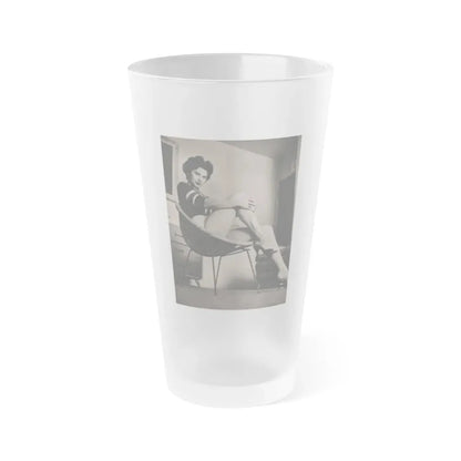 Lisa Montell #19 - International Pin-Ups Mag. '57 - 1 B&W Photo (Vintage Female Icon) Frosted Pint Glass 16oz 16oz Frosted - Go Mug Yourself