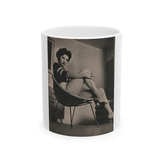 Lisa Montell #19 - International Pin-Ups Mag. '57 - 1 B&W Photo (Vintage Female Icon) White Coffee Mug 11oz - Go Mug Yourself