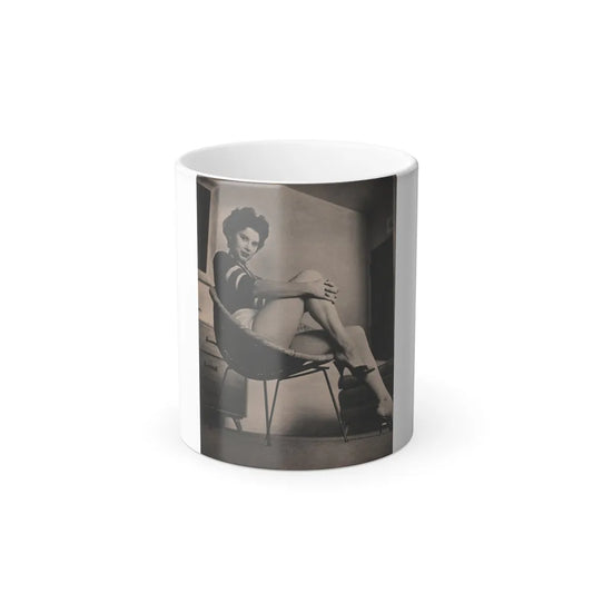 Lisa Montell #19 - International Pin-Ups Mag. '57 - 1 B&W Photo (Vintage Female Icons) Color Changing Mug 11oz-11oz-Go Mug Yourself