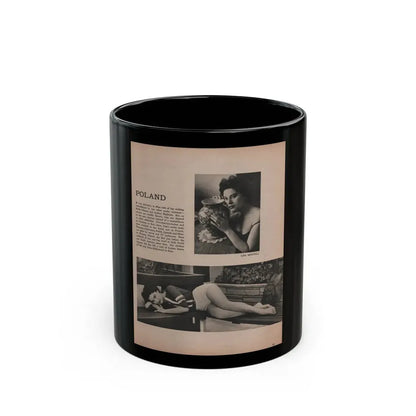 Lisa Montell #20 - International Pin-Ups Mag. '57 - 2 B&W Photos & Small Article (Vintage Female Icon) Black Coffee Mug 11oz - Go Mug Yourself