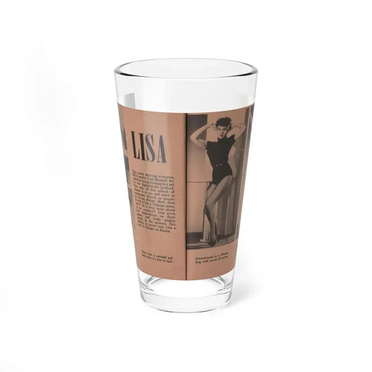 Lisa Montell #26 - 4 B&W Photos, Small Article & Captions from Pocket Pin-Ups Mag. '56 (Vintage Female Icon) Pint Glass 16oz 16oz - Go Mug Yourself