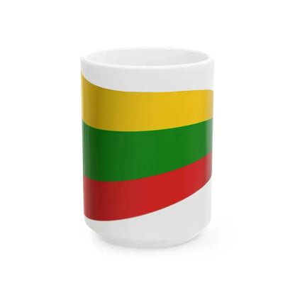 Lithuania Flag - iconic waving (Lithuania) White Coffee Mug 15oz - Go Mug Yourself