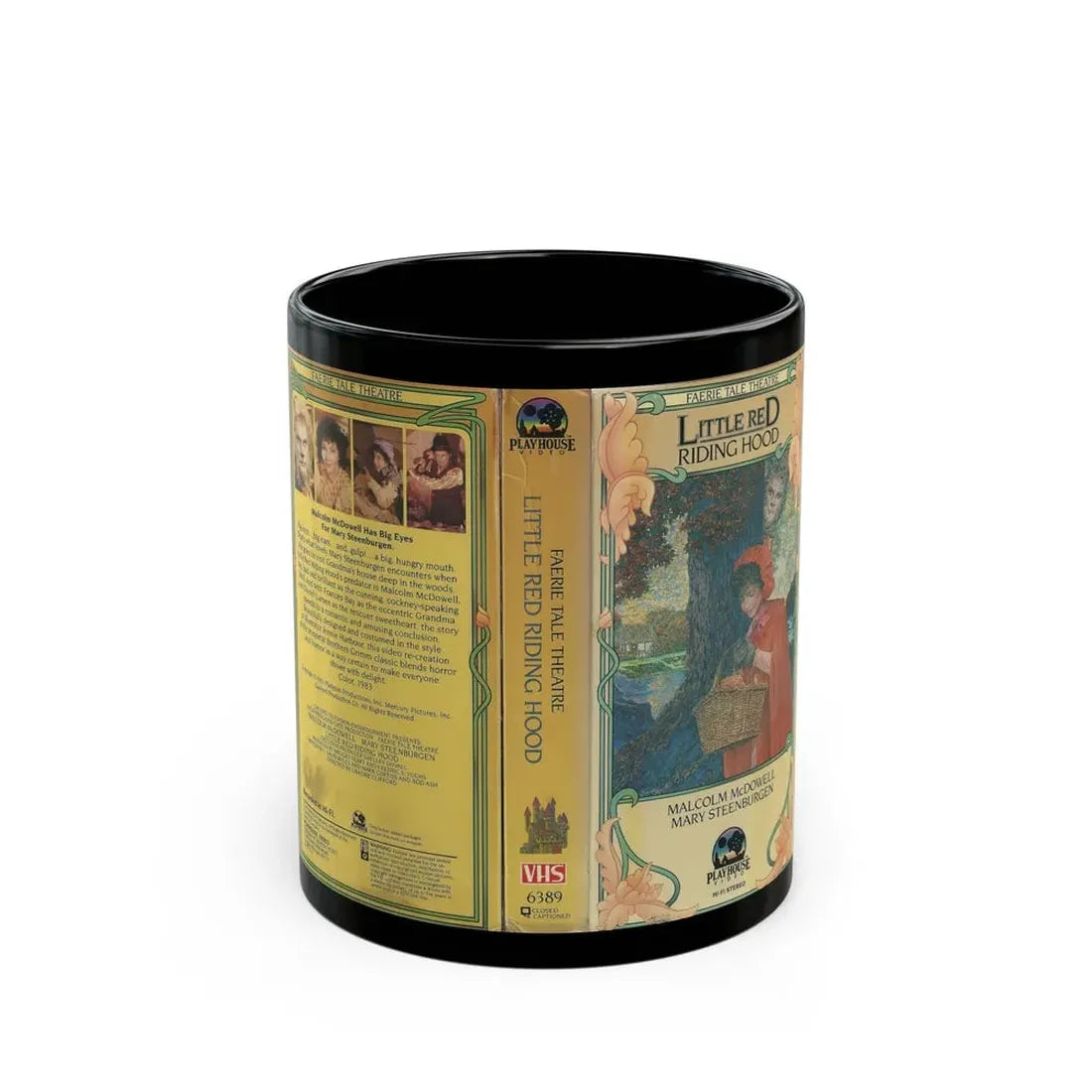 LITTLE RED RIDING HOOD FAERIE TALE THEATRE MALCOLM MCDOWELL MARY STEENBURGEN (VHS COVER) - Black Coffee Mug 11oz - Go Mug Yourself