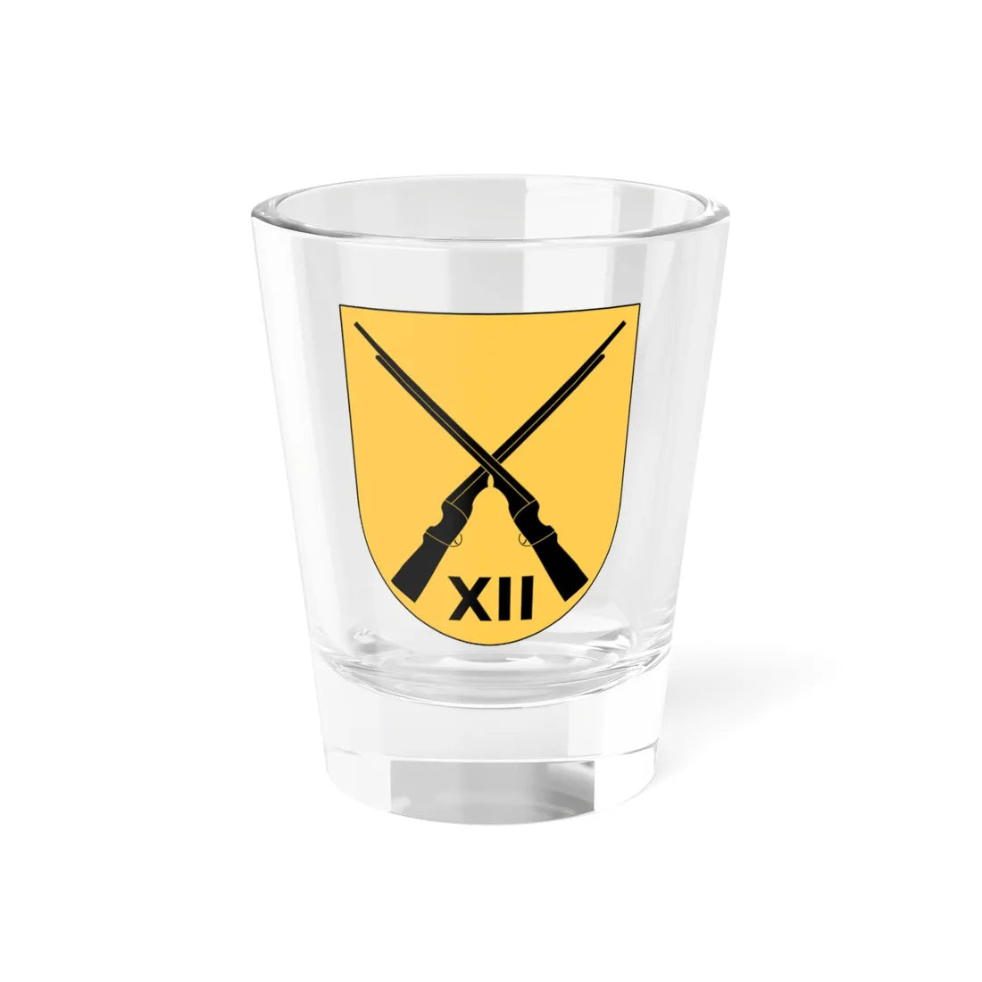 Livgardet 12. motoriserade skyttebataljonens stab vapen (Sweden) (Coat of Arms) Shot Glass 1.5oz 1.5oz - Go Mug Yourself
