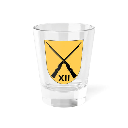 Livgardet 12. motoriserade skyttebataljonens stab vapen (Sweden) (Coat of Arms) Shot Glass 1.5oz 1.5oz - Go Mug Yourself