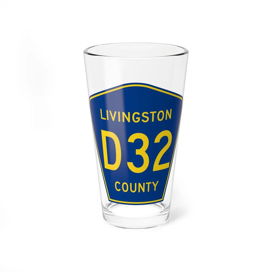 Livingston County D-32 (Michigan) (Road Sign) Pint Glass 16oz 16oz - Go Mug Yourself