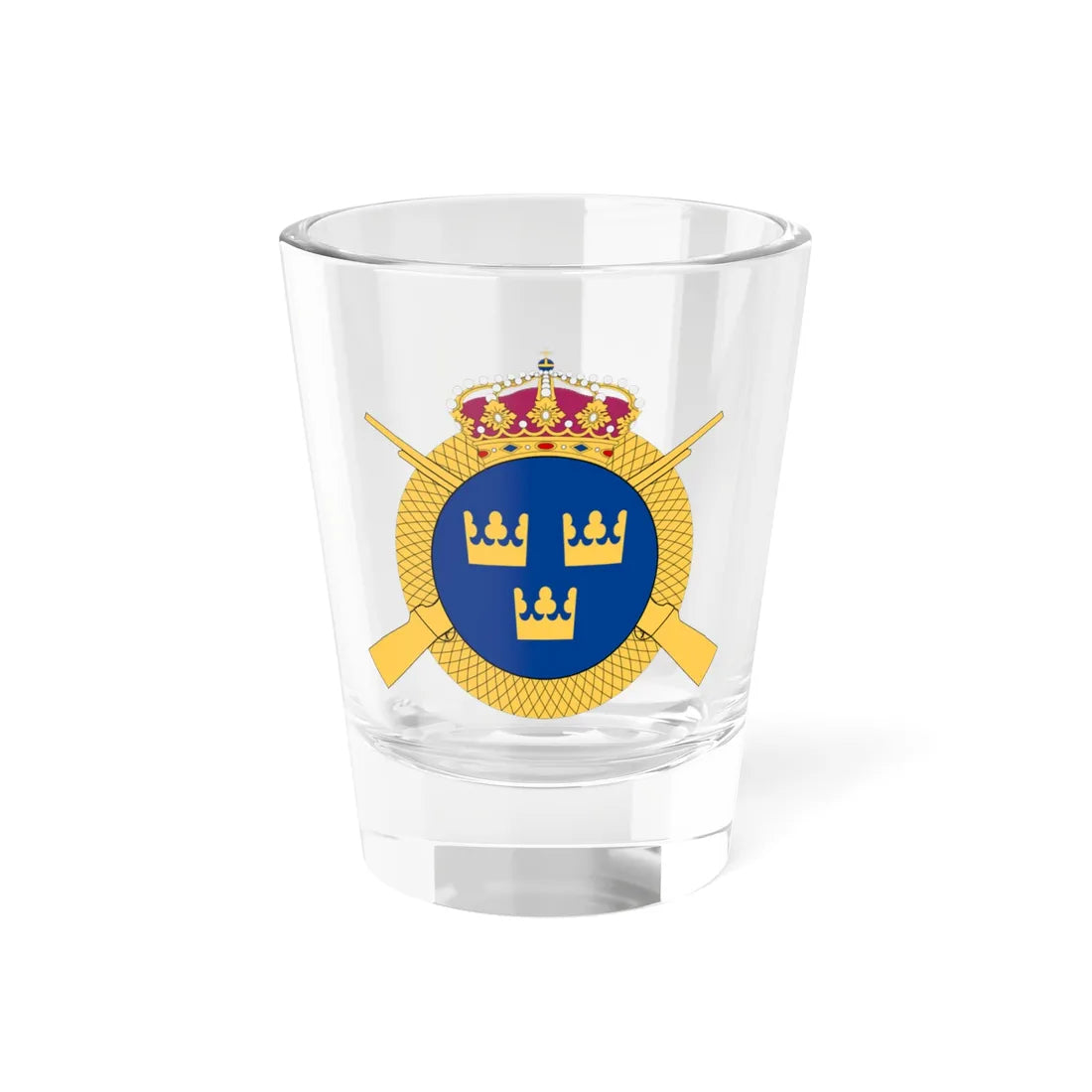 Livregementets grenadjärgrupp vapen (Sweden) (Coat of Arms) Shot Glass 1.5oz - Go Mug Yourself