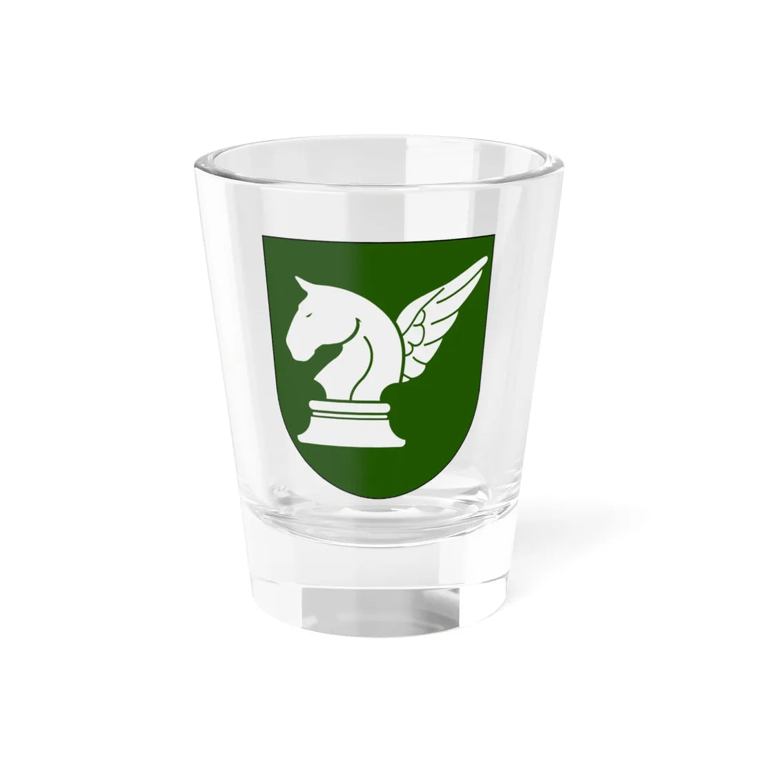 Livregementets husarer 31. luftburna bataljonen vapen (Sweden) (Coat of Arms) Shot Glass 1.5oz 1.5oz - Go Mug Yourself
