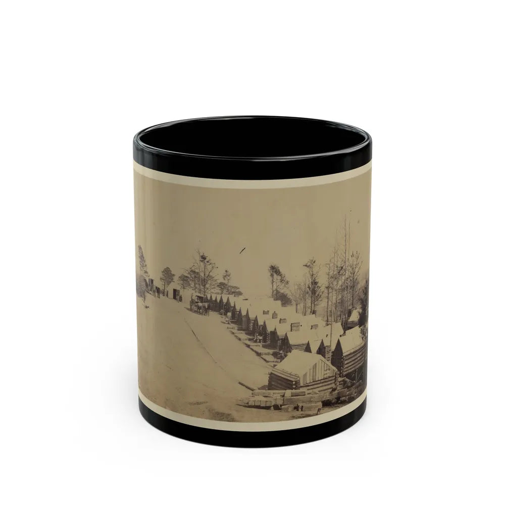 Log Cabin Barracks At A Military Facility (U.S. Civil War) Black Coffee Mug-11oz-Go Mug Yourself