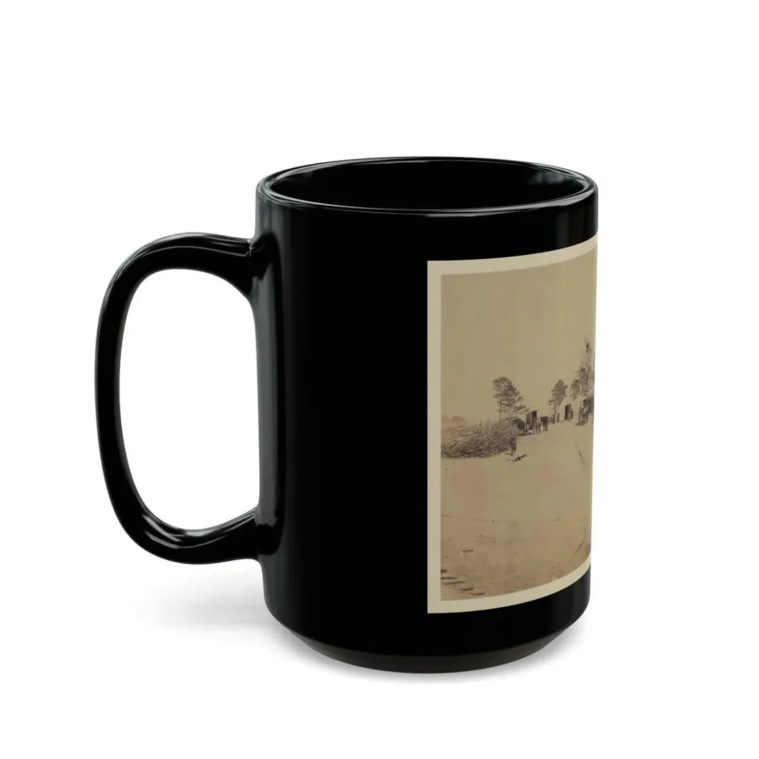 Log Cabin Barracks At A Military Facility (U.S. Civil War) Black Coffee Mug - Go Mug Yourself