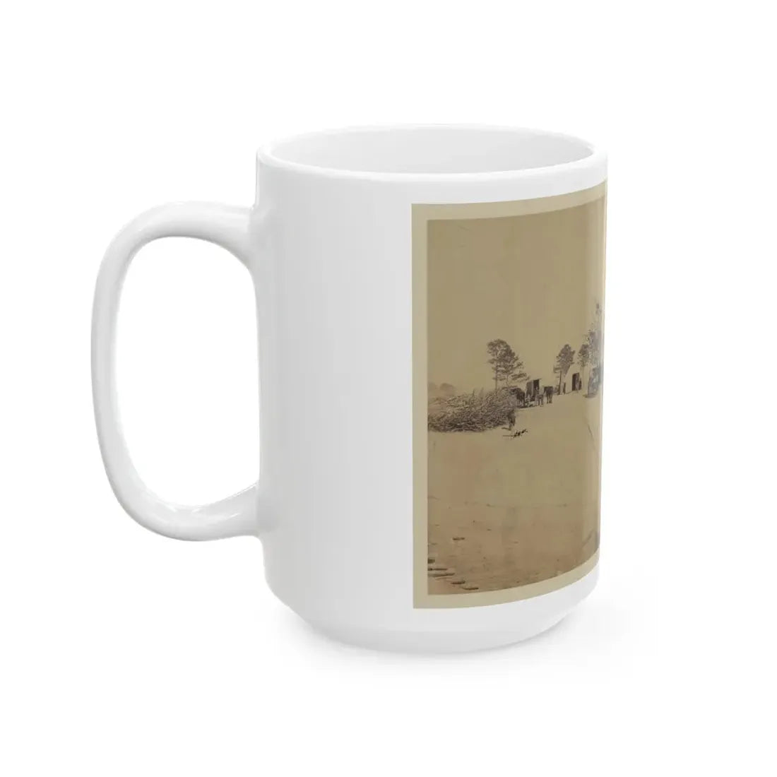 Log Cabin Barracks At A Military Facility (U.S. Civil War) White Coffee Mug - Go Mug Yourself