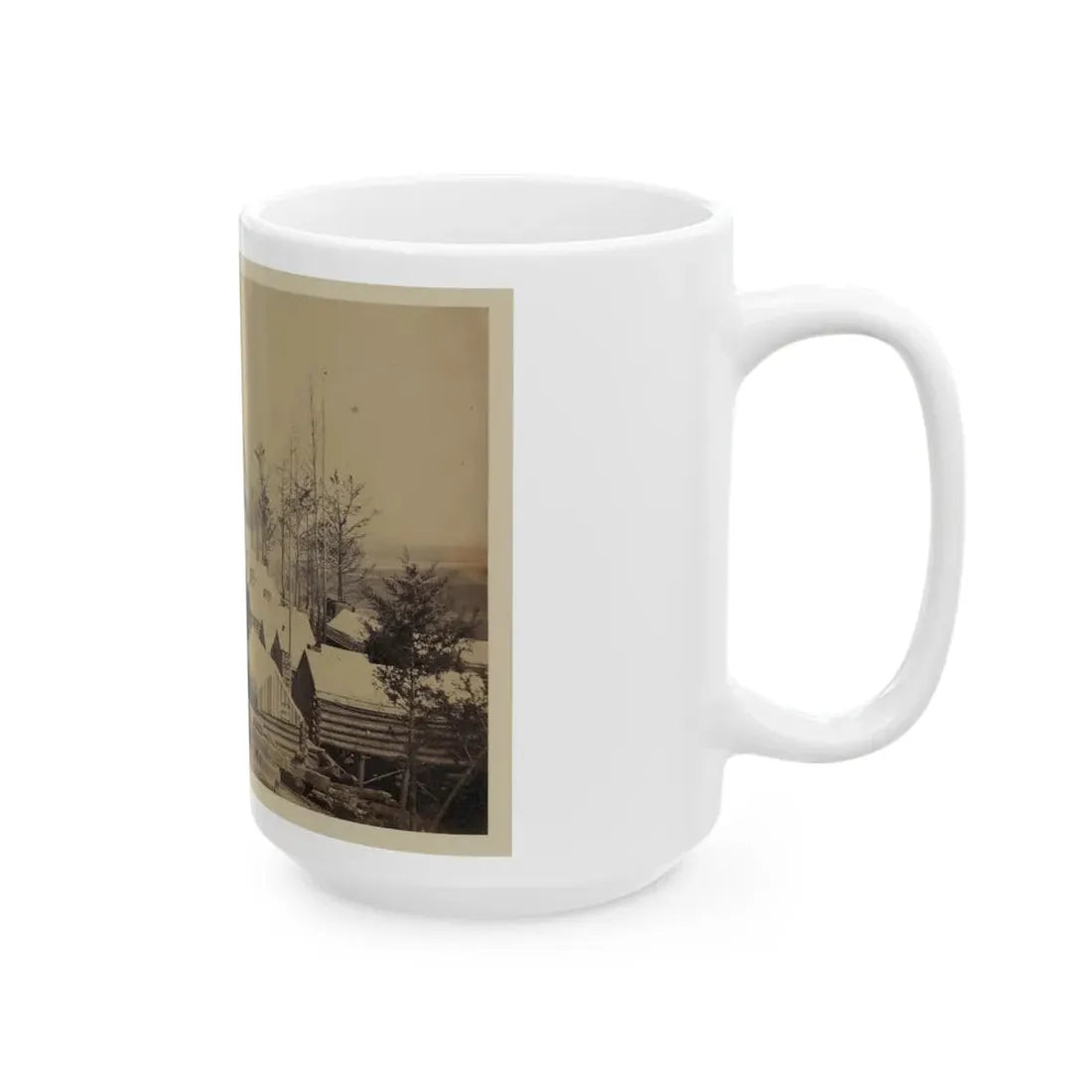 Log Cabin Barracks At A Military Facility (U.S. Civil War) White Coffee Mug - Go Mug Yourself