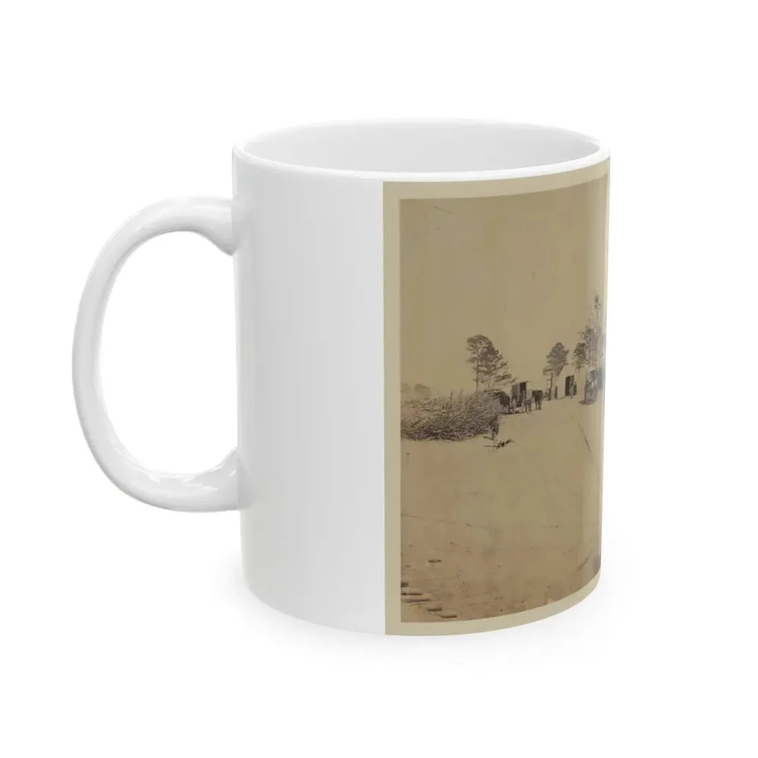 Log Cabin Barracks At A Military Facility (U.S. Civil War) White Coffee Mug - Go Mug Yourself