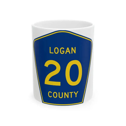 Logan County 20 (Illinois) (Road Sign) White Coffee Mug 11oz - Go Mug Yourself