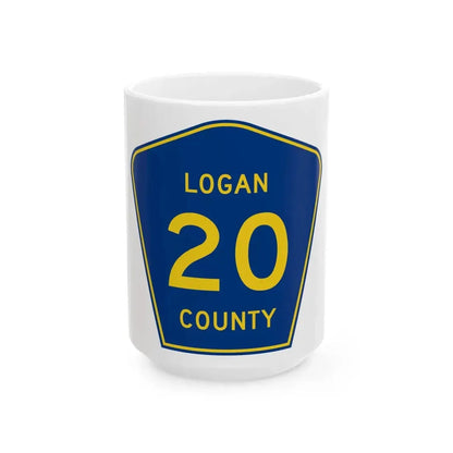 Logan County 20 (Illinois) (Road Sign) White Coffee Mug 15oz - Go Mug Yourself