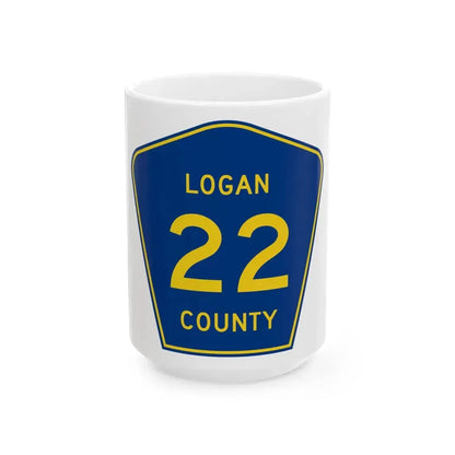 Logan County 22 (Illinois) (Road Sign) White Coffee Mug 15oz - Go Mug Yourself