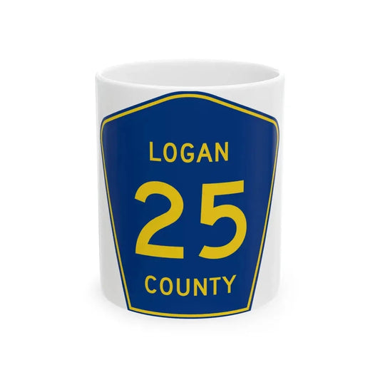 Logan County 25 (Illinois) (Road Sign) White Coffee Mug 11oz - Go Mug Yourself