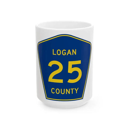 Logan County 25 (Illinois) (Road Sign) White Coffee Mug 15oz - Go Mug Yourself