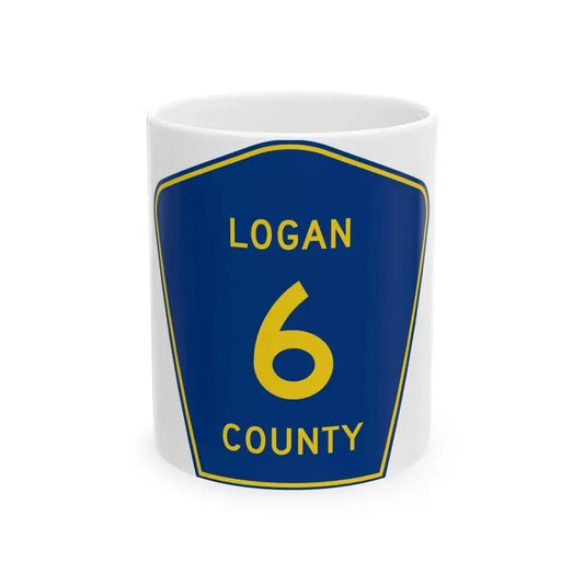 Logan County 6 (Illinois) (Road Sign) White Coffee Mug 11oz - Go Mug Yourself