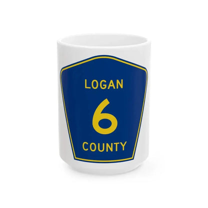 Logan County 6 (Illinois) (Road Sign) White Coffee Mug 15oz - Go Mug Yourself
